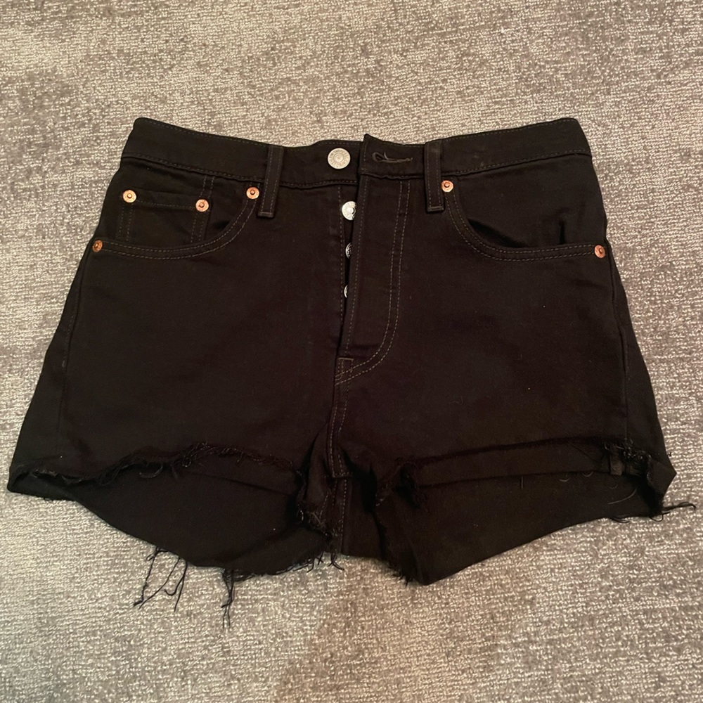 Levis black high waited jean short size 23